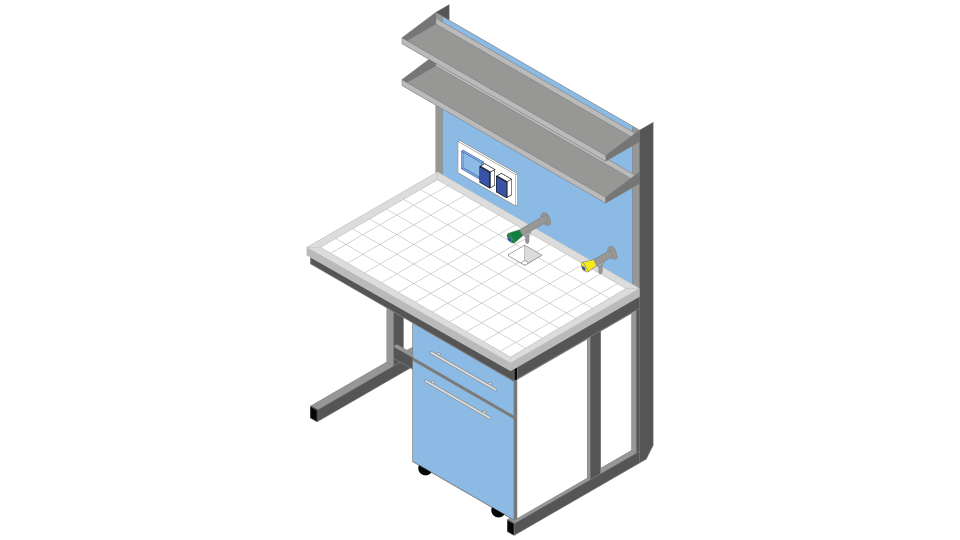 Banco parete piano Gres Porcellanato Piastrellato cm 120 x 83 x 90-170H con Modulo tecnico porta servizi e 2 ripiani