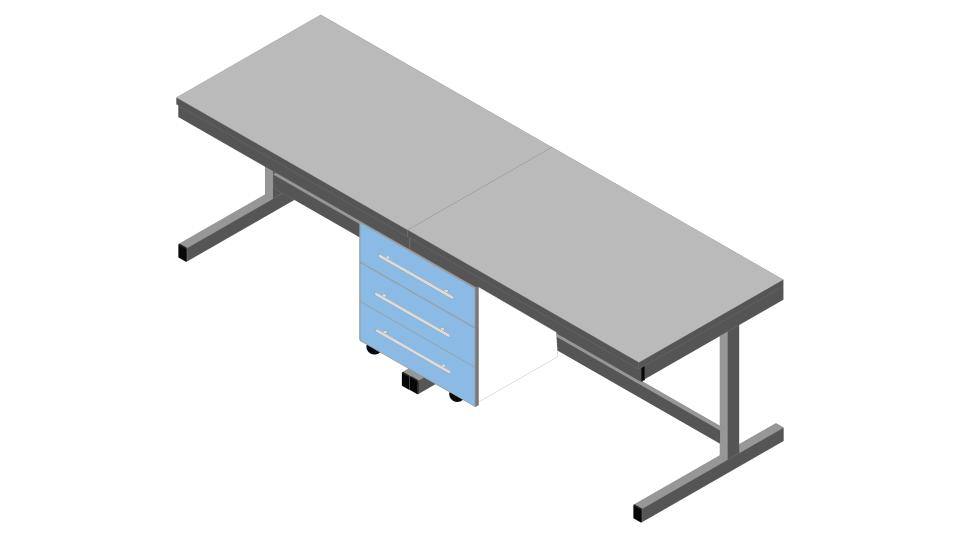 Tavolo microscopia cm 240 x 75 x 80H piano in HPL Duropal