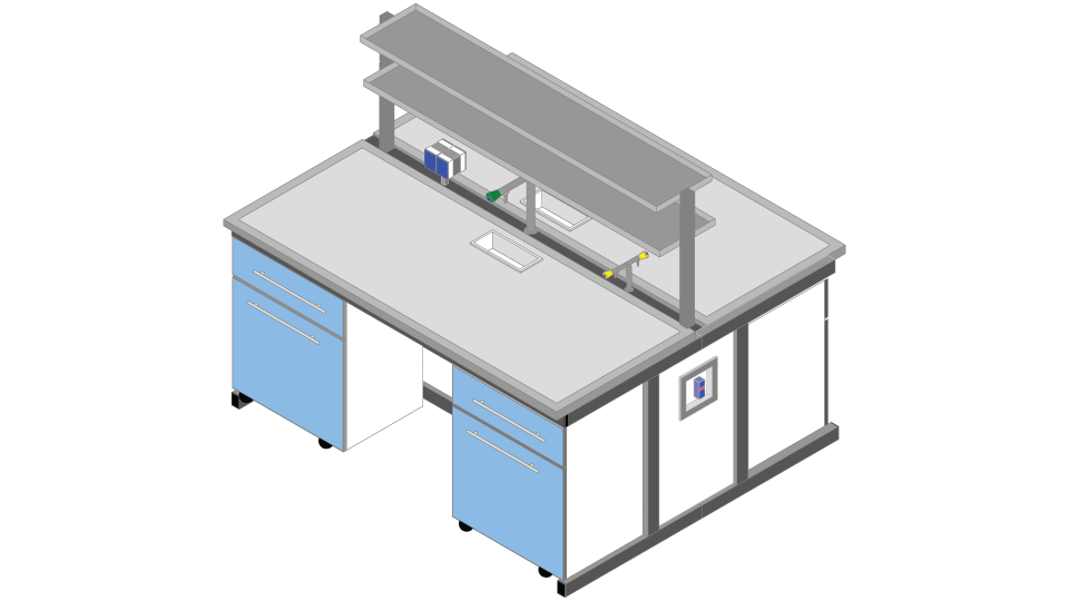 Banco centrale piano Porcellanato monolitico su base acciaio cm 180 x 156 x 90H con portareagentario in metallo
