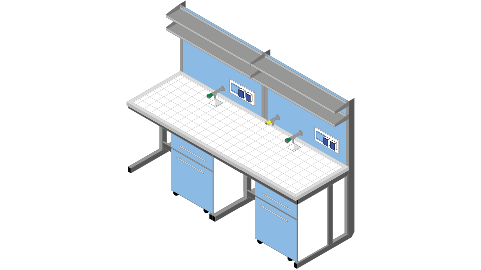 Banco parete piano Gres Porcellanato Piastrellato cm 240 x 83 x 90-170H con Modulo tecnico porta servizi e 2 ripiani