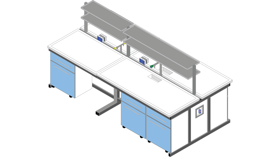 Banco centrale piano Polipropilene cm 300x156x90H con porta reagentario in matallo