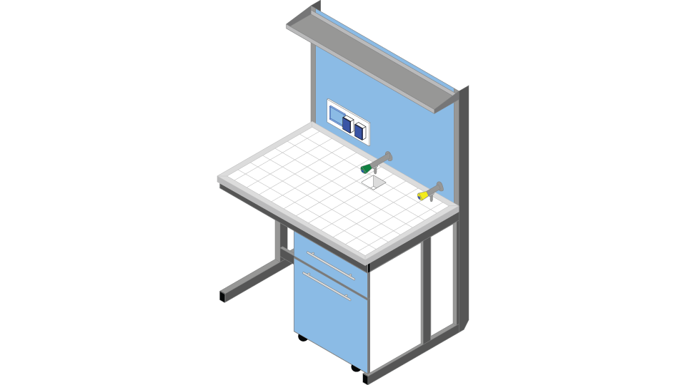 Banco parete piano Gres Porcellanato Piastrellato cm 120 x 83 x 90-170H con Modulo tecnico porta servizi e 1 ripiano
