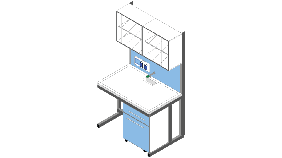 Banco parete con vetrina piano POLIPROPILENE cm 120 x 83 x 90-200H Struttura Autoportante